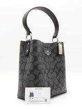 Coach Small Town Bucket Bag In Gray & Black Signature C Coated Canvas Fw0726rzdu