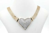 10k Yellow Gold Diamond Heart Centerpiece Necklace 13.6 Grams 16 In Eb1026ixzsa