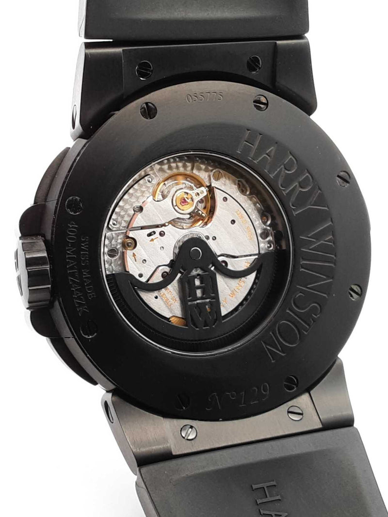 Harry Winston Ocean Diver Dual Time Black Zalium Edition 44mm Watch Fw1025crxzdu