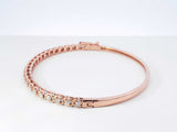 0.69 Cttw Diamond Bangle Bracelet In 14k Rose Gold 8.7 Grams 6 Inch Fw0426rpxdu