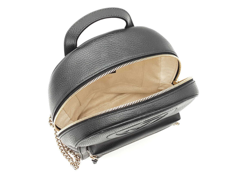 Gucci Soho Interlocking G Rucksack Black Pebbled Leather Backpack Fw0425wzxdu