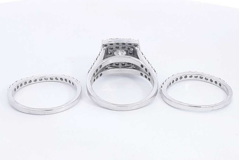 Diamond Approx. 1.74ctw Wedding Set In 14k White Gold 10.9g Sz 9.25 Eb0424prxsa