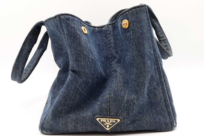 Prada Canapa Denim Tote Bag Eb0326ocrdu – Max Pawn