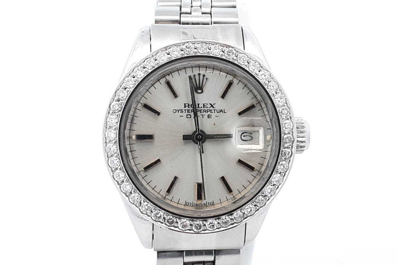 Rolex Oyster Date 26mm Stainless Steel Watch With Diamond Bezel Eb0723lsiwsa