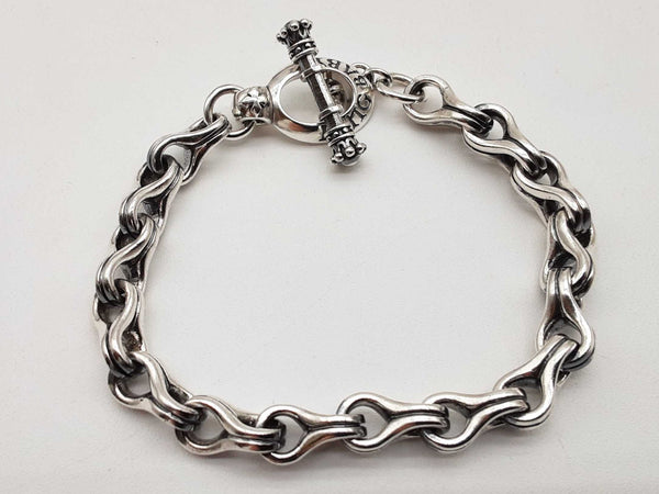 King Baby Twisted 8 Link 0.925 Silver 36.8g Link Bracelet 7.5 In Do1124wrzde