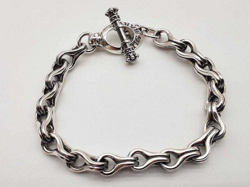 King Baby Twisted 8 Link 0.925 Silver 36.8g Link Bracelet 7.5 In Do1124wrzde