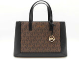 Michael Kors Sallie Brown Signature Logo Black Satchel Tote Bag Do0826rxde