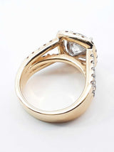 3.59 Cttw Diamond & 14k Yellow Gold Halo Ring 7.8 Grams Size 5.75 Fworxzdu