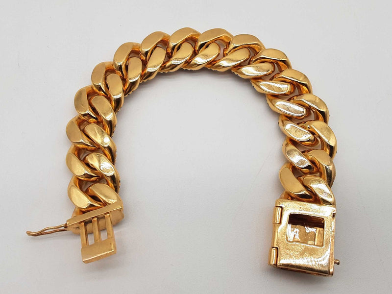 21.50 Cttw Diamonds 14k Yellow Gold 264.0g Solid Cuban Bracelet Do0625lwrxzde