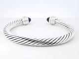 David Yurman Cable Classic 7mm Cuff Bracelet In Onyx, Diamonds, & Sterling Silver 42.6 Grams 7 Inch Fw0726orzdu