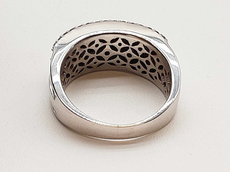 0.90 White Black Diamonds 14k White Gold 8.3g Ring Size 7.5 Do0625cxzde