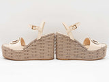 Valentino Garavani Vlogo Calfskin Cut Out Wedge Sandals Size 7.5 Sd0726lzxdu