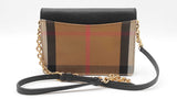 Burberry Hampshire Black Leather Flap Canvas Crossbody Sd0626przdu