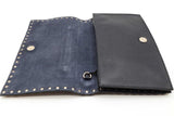 Valentino Garavani Rock Stud Dark Blue Leather Clutch Eb0526pxzde