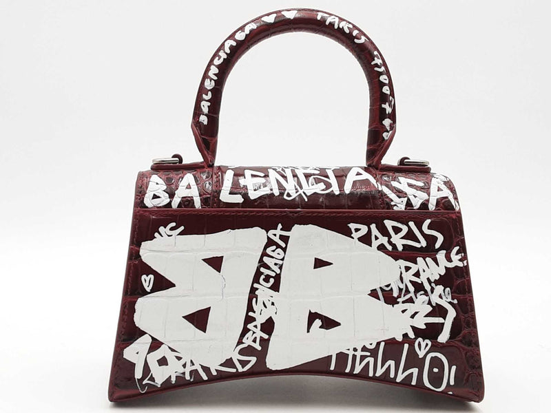 Balenciaga Xs Hourglass Graffiti Bag Red Aa0326rrzsa – Max Pawn