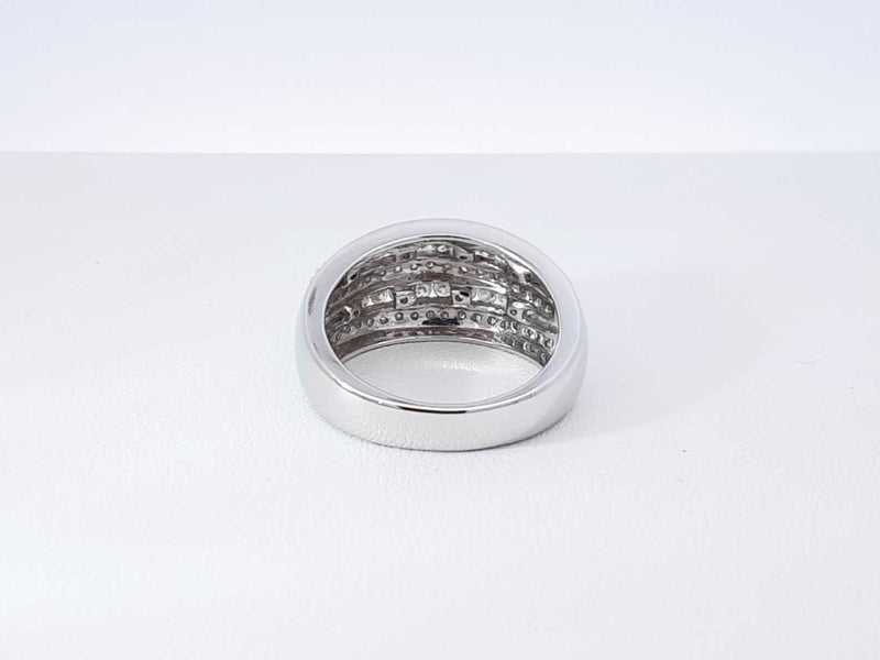 1.10 Cttw Diamond & 14k White Gold Five-row Ring 6.2 Grams Size 6.5 Fw0925pordu