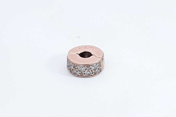 Pandora Rose Gold Plated Pave Clip Charm With Cubic Zirconia 2 Grams Eb1024rdu