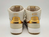 Nike Air Jordan 2 Quai 54 "Bone & Gold" Leather Sneakers Size 6 Youth Fw0125rxsa