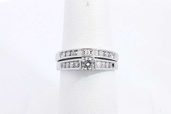 Approx. 0.74ctw Diamond Engagement Set 14k White Gold 5.53g Size 7 Eb0724wlrsa