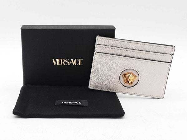 Versace La Medusa Card Holder Wallet In White Leather Fw0925exdu