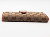 Gucci Gg Monogram Canvas & Leather Heart Clasp Beige / Tan Wallet Aa0826lorsa