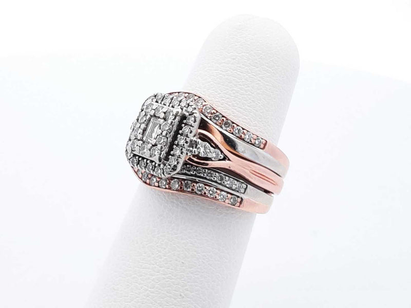 0.84 Cttw Diamond & Rose Gold Bridal Set 8 Grams Size 4.75 Fw0824prxdu