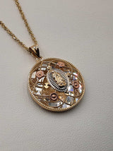 14k Yellow Gold Virgin Of Guadalupe Pendant Necklace 4.3 Grams 18 Inch Fw0126lwzdu