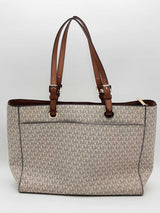 Michael Kors Jet Set Large Signature Logo Tote Bag White Aa0626wzsa