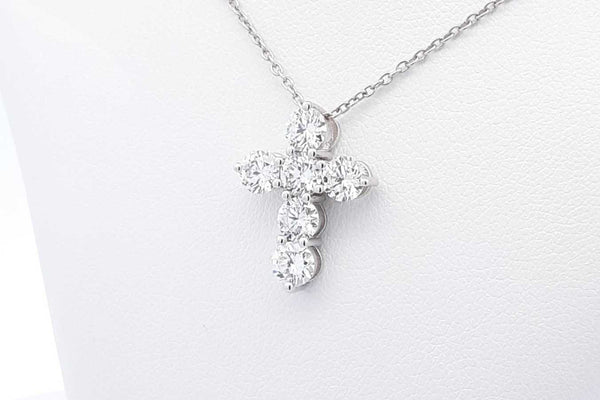 Approx. 1.74ctw Lab Grown Diamond Cross 925 Pendant & Chain 3.4g Eb1124lessa