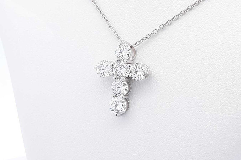 Approx. 1.74ctw Lab Grown Diamond Cross 925 Pendant & Chain 3.4g Eb1124lessa