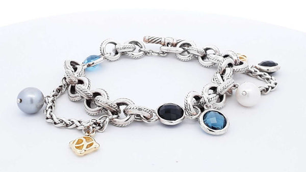 David Yurman Sterling Silver Old World Charm Bracelet 31.6 Gram 7 In Fw0425ozxdu