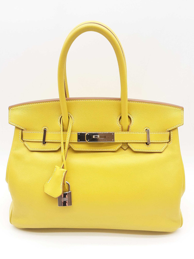 Hermes Birkin 30 Lime Yellow Swift Palladium Hardware Handbag Do1124loxzxde