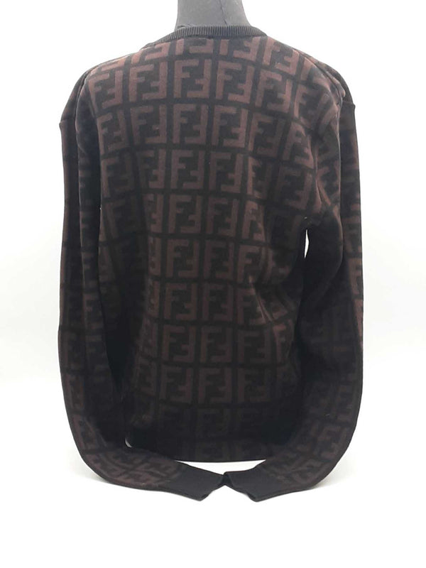 Fendi Ff Motif Brown Sweater Size Large Aa0525wxzsa