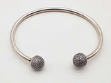 Pandora Moments Open Pave Pink Stone Caps Bangle Bracelet 6.5 In Do0826rde