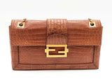 Fendi Baguette Maxi Crocodile Embossed Chain Handbag Sd0325izxzde