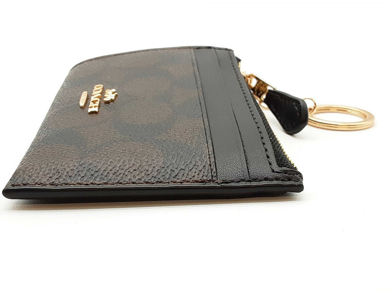 Coach Mini Skinny Brown Signature Coated Canvas Id Case Do0325orde