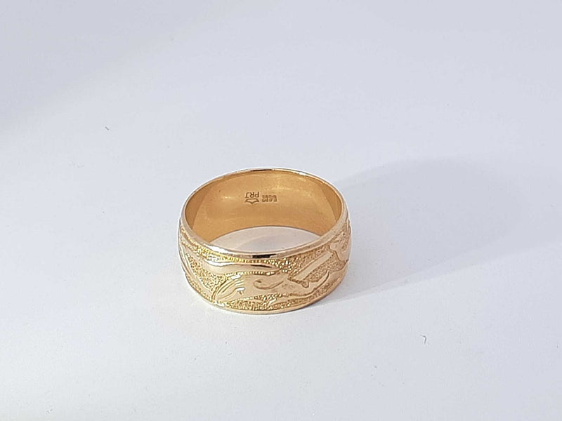 14k Yellow Gold 4.7 Grams Fancy Band Size 7.5 Aa0725lixsa