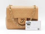 Chanel Classic Mini Square Flap Bag In Tan Diamond-quilted Leather Fw1225lxzxdu