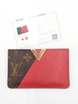 Louis Vuitton Monogram Kimono Portes Cartes In Canvas & Red Leather Fw0225lxxdu