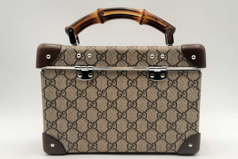 Gucci Supreme Monogram Globe-trotter Bamboo Top Handle Vanity Case Aa0325loxzsa