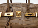 Hermes Birkin 30 Matte Alezan Brown Crocodile Gold Handbag Do0126wxzxzde
