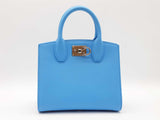 Salvatore Ferragamo Studio Box Blue Top Handle Bag Sd1025przde