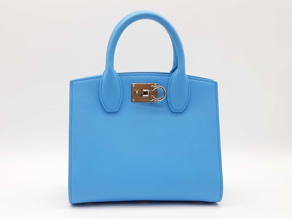 Salvatore Ferragamo Studio Box Blue Top Handle Bag Sd1025przde