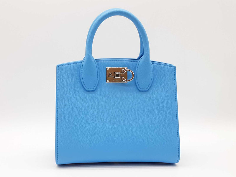 Salvatore Ferragamo Studio Box Blue Top Handle Bag Sd1025przde