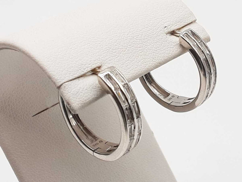 1.10 Cttw Lab Grown Diamonds 0.925 Silver 6.7g Hoop Clasp Earrings Do0525lrde
