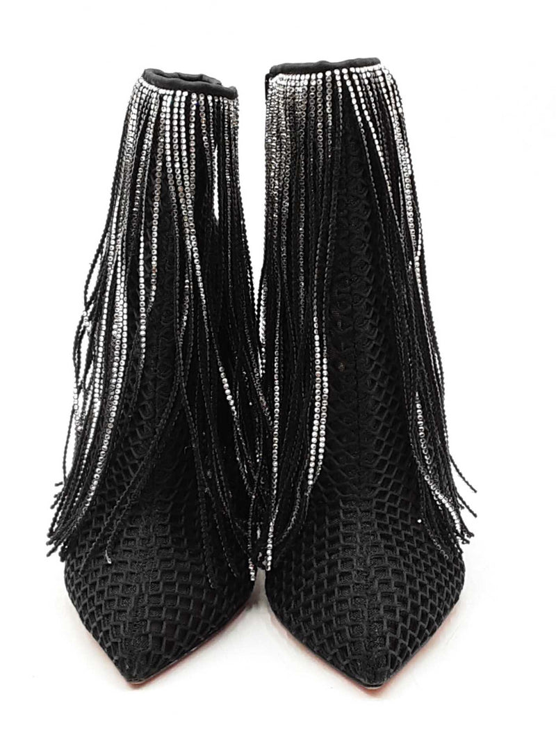 Christian Louboutin Fringe Curtain Ankle Boots Size 38 Eb1125lxzdu