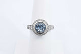 Light Blue Gemstone & Diamond Ring 14k White Gold 6.6 Grams Size 6.5 Eb0824lexdu