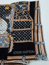 Louis Vuitton 100% Silk Monogram Trunk Let's Go Square Scarf Eb0426lxzsa