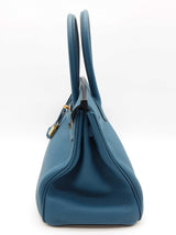 Hermes Birkin 30cm Bleu De Galice Blue Togo Gold Hardware Handbag Do0526lwxzxde