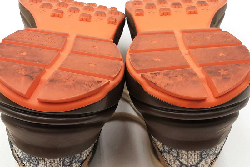 Gucci Rhyton Brick Red Gg Canvas Sneakers Size 38 Eb0725lxzdu